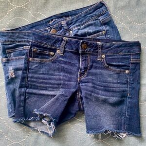 American Eagle Jean Shorts US Size 8 Dark & Light Blue